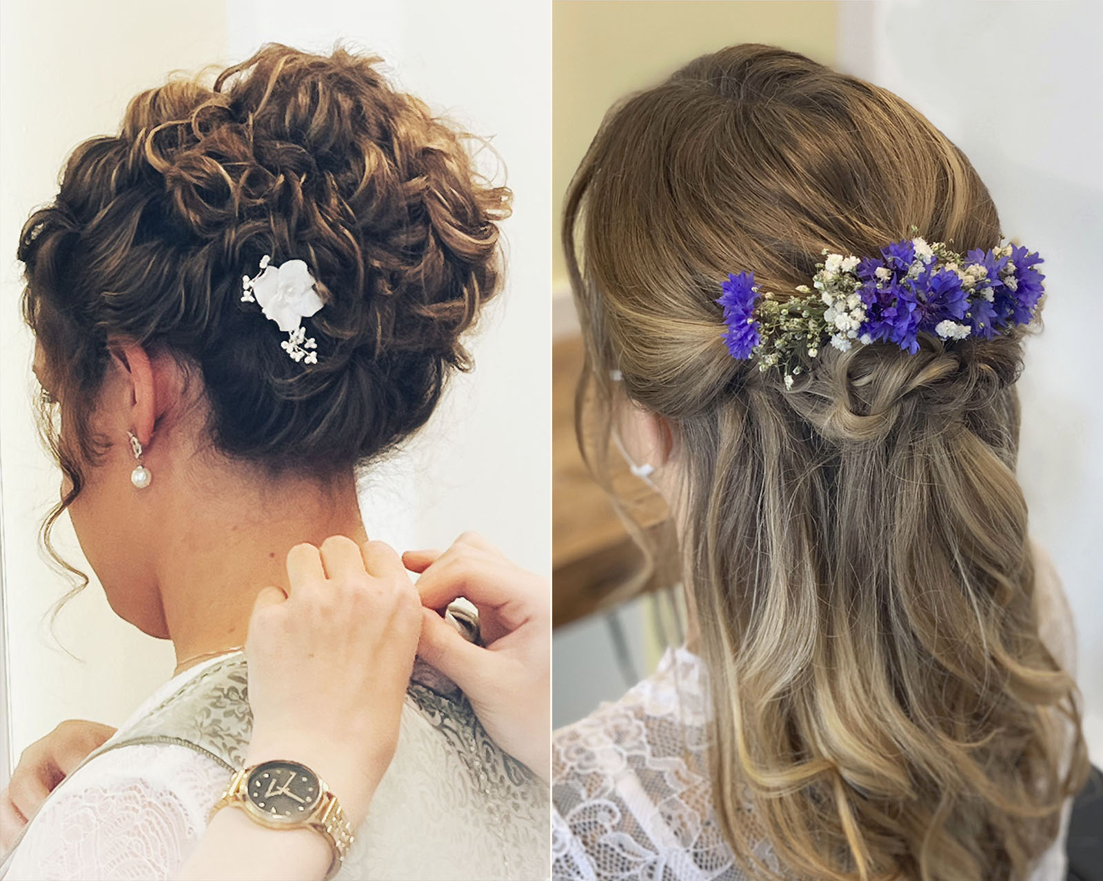 Brautfrisuren, zwei Beispiele für kunstvolle Hochsteckfrisuren,  Friseur Salon Julia